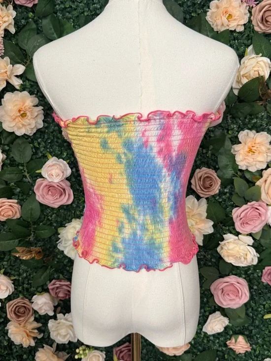 Tie-Dye Smocked Tube Top - Pink Blue Multicolor - Picture 5 of 7